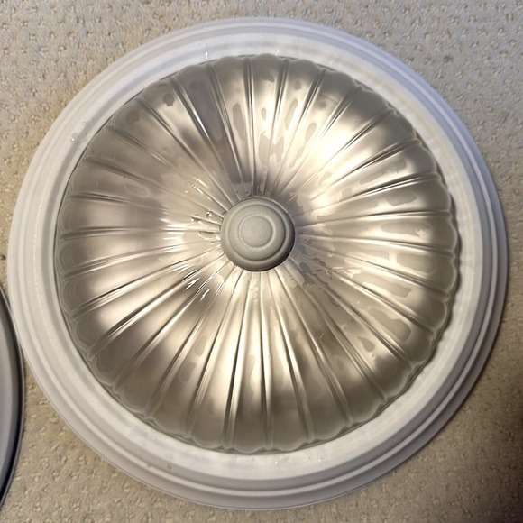 Two Frosted Glass 13” Light Fixtures - Picture 3 of 5